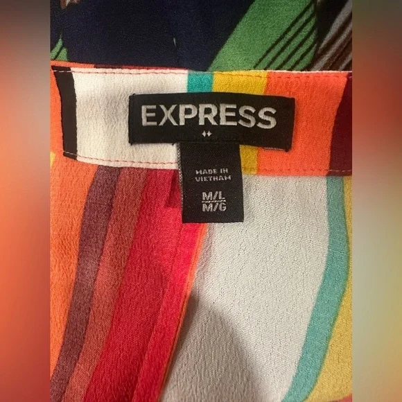 Express Multi-Color Striped Longline Kimono Duster Cardigan Boho Chic M/L - Picture 10 of 10